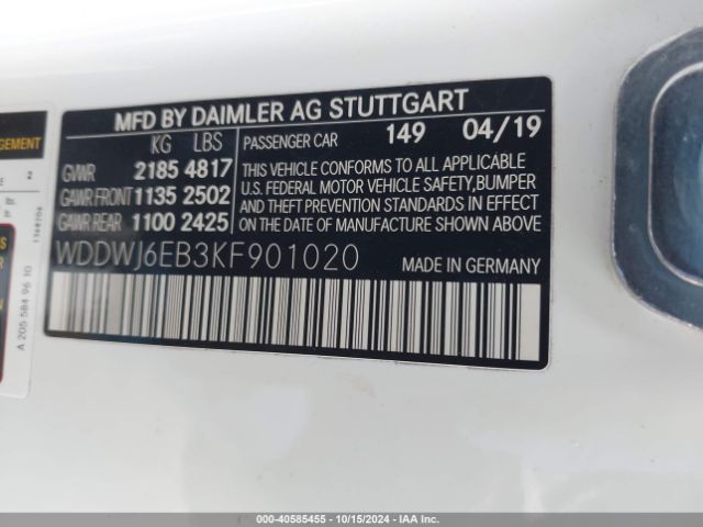 WDDWJ6EB3KF901020 Mercedes-Benz Amg C 43 4matic