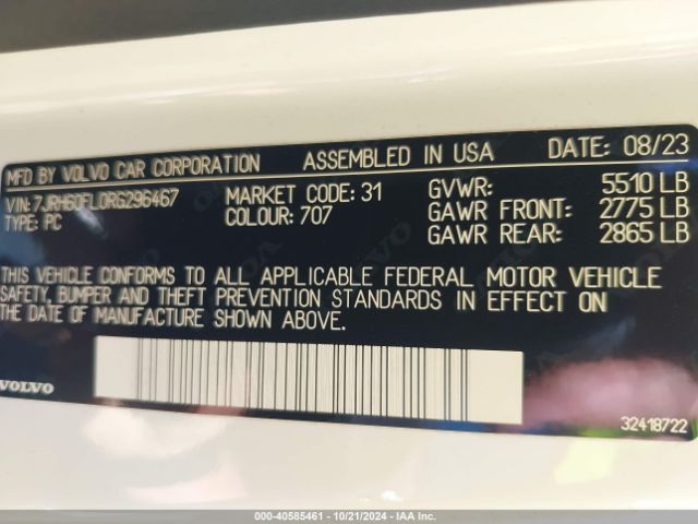 7JRH60FL0RG296467 Volvo S60 Recharge Plug-in Hybrid T8 Plus Dark Theme