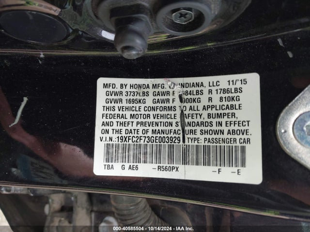 Honda CIVIC EX 2016 19XFC2F73GE003929 Image 9
