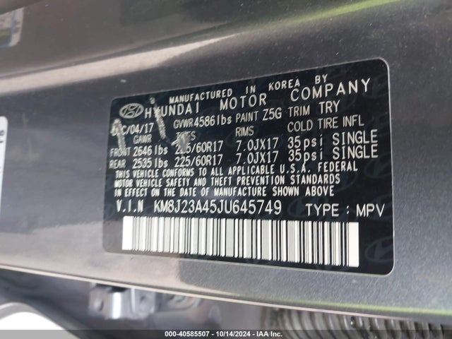 Hyundai TUCSON SE 2018 KM8J23A45JU645749 Image 9