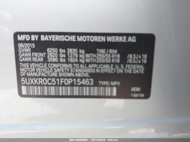 5UXKR0C51F0P15463 BMW X5 Xdrive35i