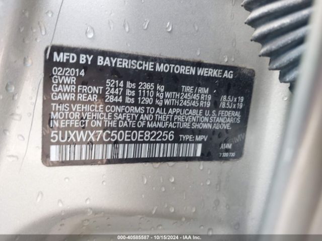 5UXWX7C50E0E82256 BMW X3 Xdrive35i