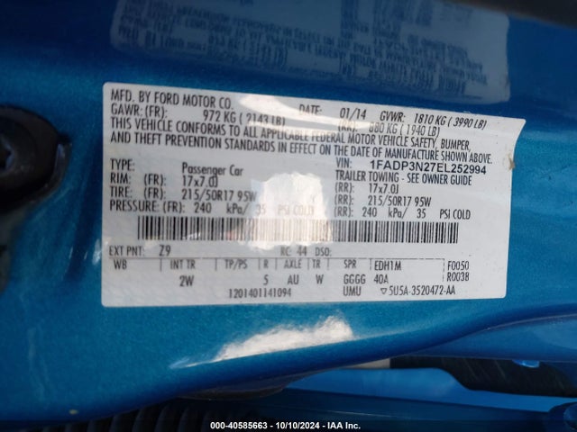 Ford Focus Titanium 2014 1FADP3N27EL252994 Image 9
