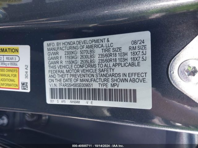 7FARS5H58SE009651 Honda Cr-v Hybrid Sport