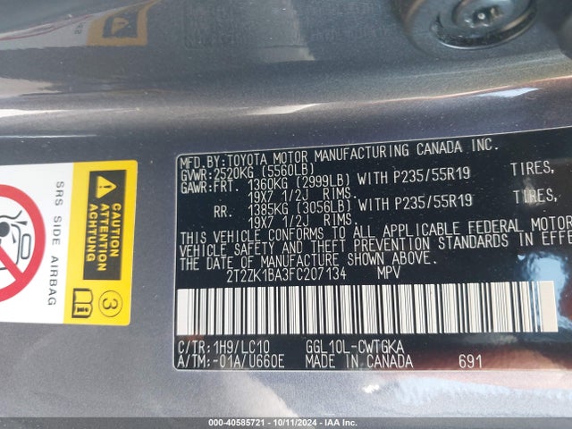 Lexus RX 350 2015 2T2ZK1BA3FC207134 Image 9