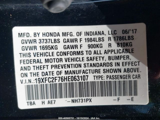 19XFC2F76HE063107 Honda CIVIC EX