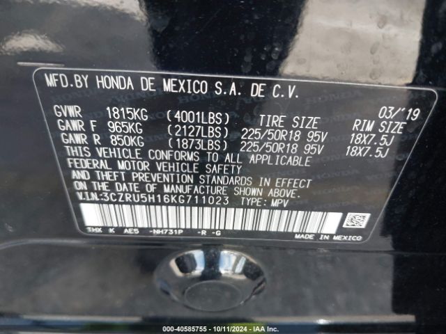 3CZRU5H16KG711023 Honda HR-V SPORT