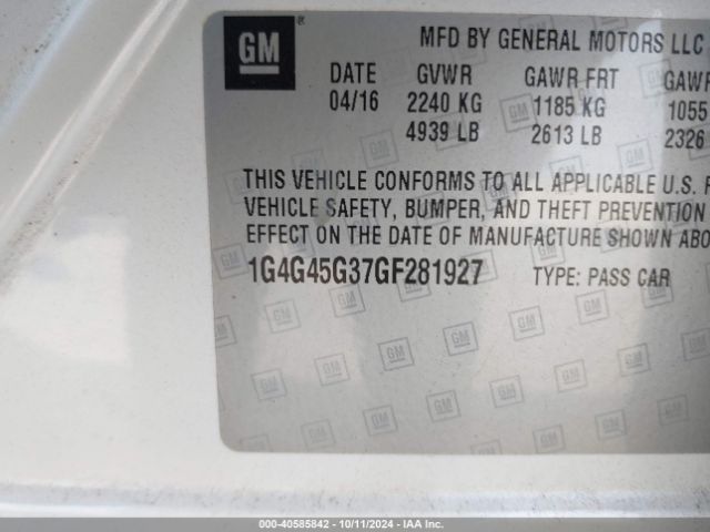 1G4G45G37GF281927 Buick Lacrosse Sport Touring