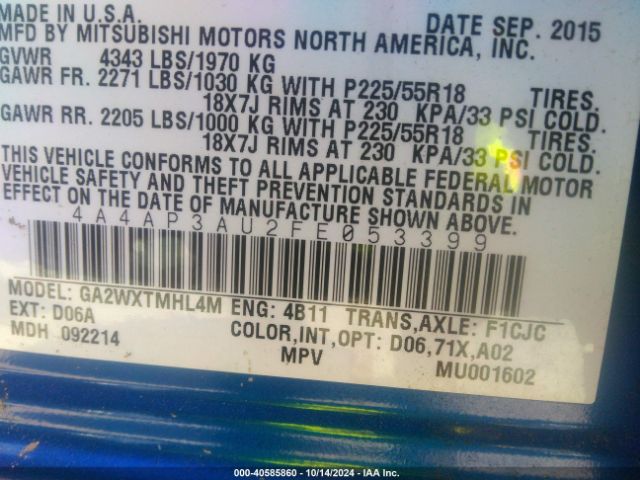 2015 MITSUBISHI OUTLANDER SPORT 4A4AP3AU2FE053399 Photo 8