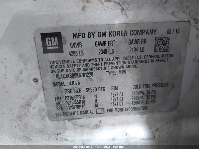 KL4CJASB0KB701220 Buick Encore Fwd Preferred