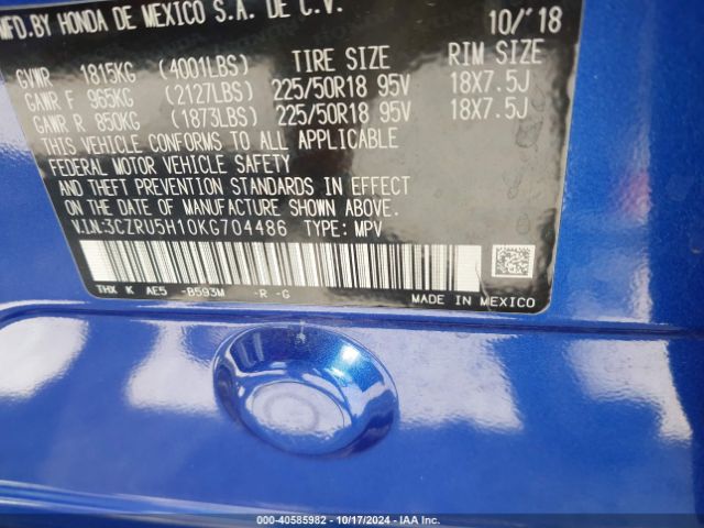 3CZRU5H10KG704486 Honda HR-V SPORT