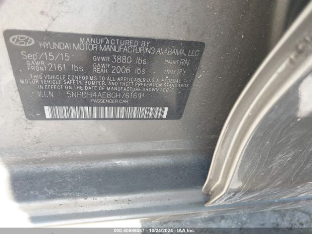 5NPDH4AE8GH761691 Hyundai Elantra Limited