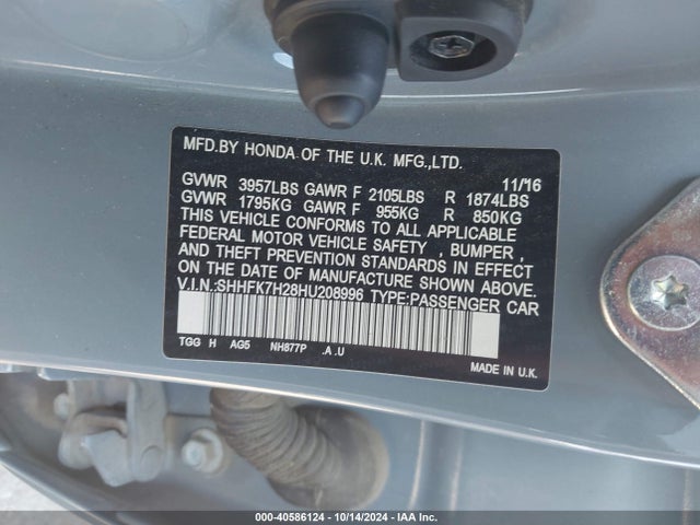 Honda Civic Lx 2017 SHHFK7H28HU208996 Image 9