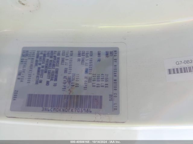 3N6CM0KN0FK705986 Nissan Nv200 S/sv