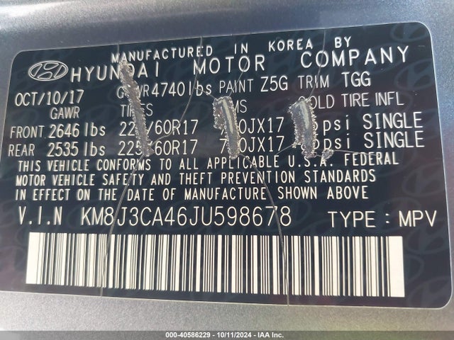 Hyundai TUCSON SEL 2018 KM8J3CA46JU598678 Image 9