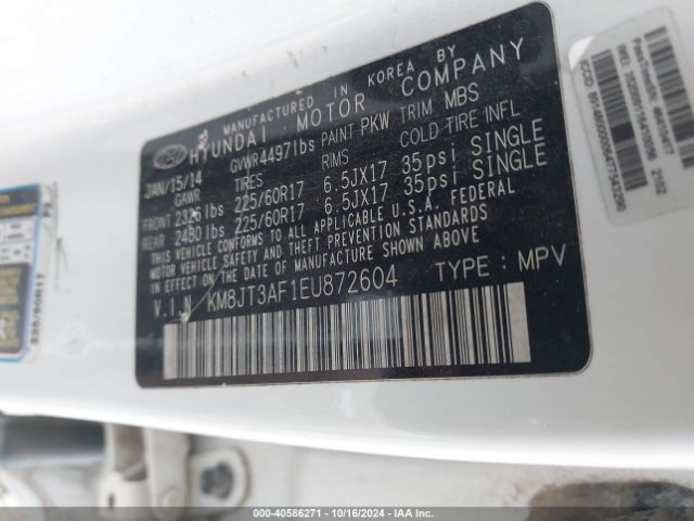 KM8JT3AF1EU872604 Hyundai TUCSON GLS