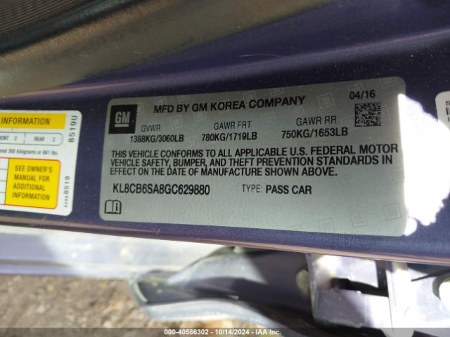 KL8CB6SA8GC629880 Chevrolet Spark Ls Cvt