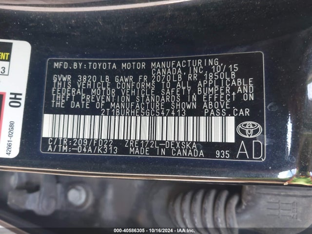 Toyota Corolla S Plus 2016 2T1BURHE5GC547413 Image 9