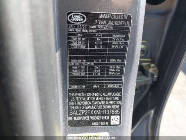 SALZP2FXXMH137885 Land Rover Range Rover Evoque Se