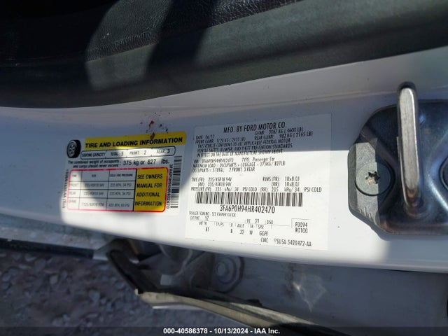 Ford FUSION SE 2017 3FA6P0H94HR402470 Image 9
