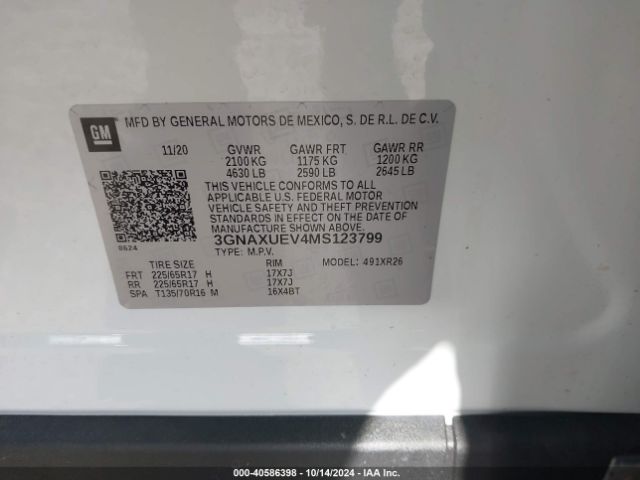 3GNAXUEV4MS123799 Chevrolet Equinox Awd Lt