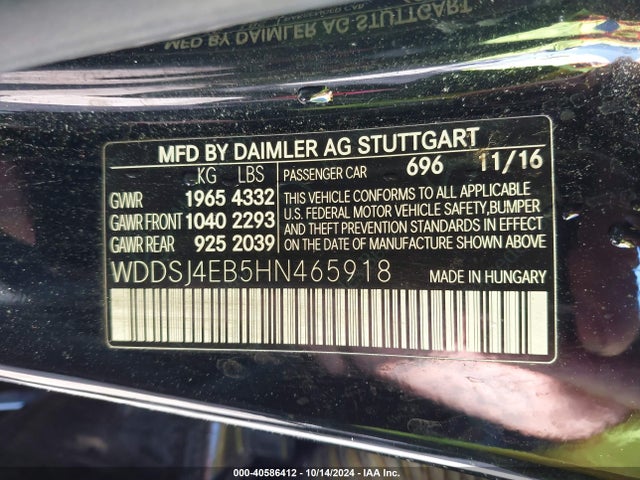 WDDSJ4EB5HN465918 Mercedes-Benz CLA 250