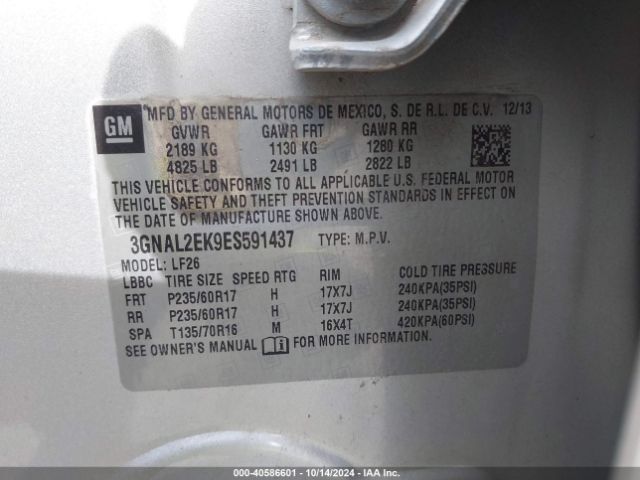 3GNAL2EK9ES591437 Chevrolet Captiva Sport 2ls