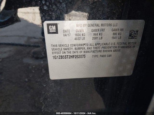 Chevrolet MALIBU LS 2017 1G1ZB5ST2HF262075 Image 9