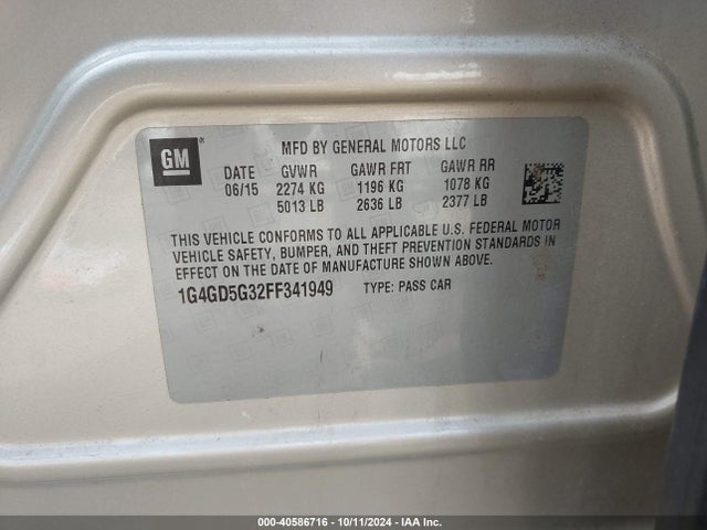 1G4GD5G32FF341949 Buick Lacrosse Premium I