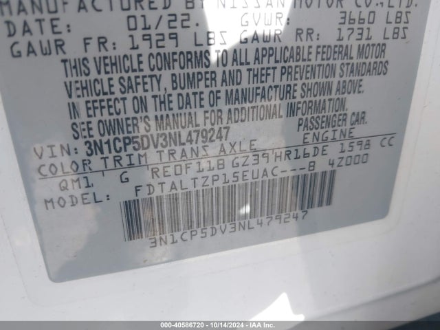Nissan Kicks Sr Xtronic Cvt 2022 3N1CP5DV3NL479247 Image 9