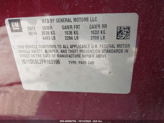 1G11D5SL2FF160196 Chevrolet MALIBU 2LT