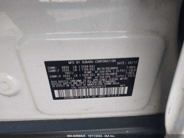 4S4BSETC9H3406175 Subaru Outback 3.6r Touring