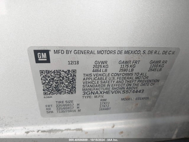 Chevrolet EQUINOX LS 2019 3GNAXHEV0KS574443 Image 9