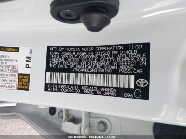 JTNC4MBE2N3158150 Toyota Corolla Xse