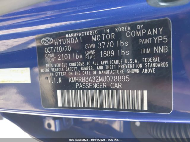 KMHRB8A32MU078895 Hyundai Venue Se