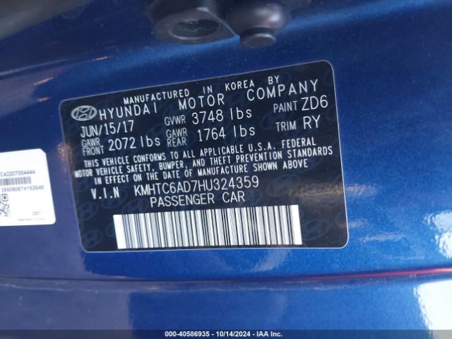 KMHTC6AD7HU324359 Hyundai Veloster Value Edition