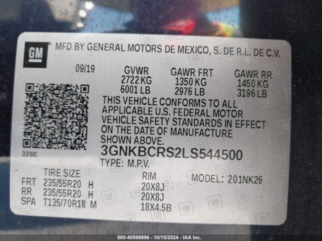 3GNKBCRS2LS544500 Chevrolet Blazer Fwd 2lt