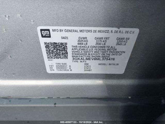 3GKALMEV8ML375476 GMC Terrain Fwd Sle