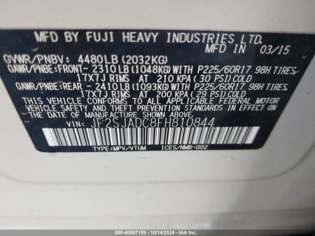 JF2SJADC8FH810844 Subaru Forester 2.5i Premium