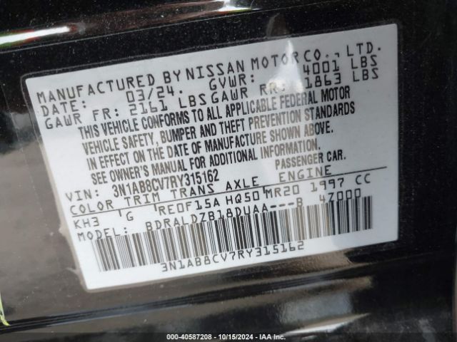 3N1AB8CV7RY315162 Nissan Sentra Sv Xtronic Cvt