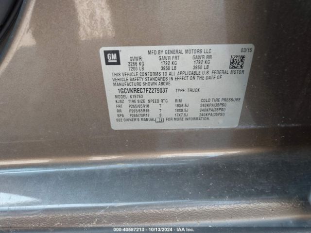 1GCVKREC7FZ279037 Chevrolet Silverado 1500 2lt
