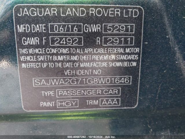 SAJWA2G71G8W01646 Jaguar Xj Xjl Portfolio