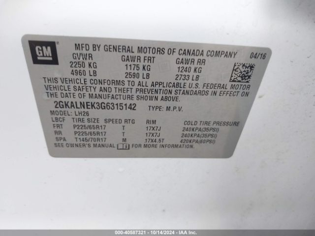 2GKALNEK3G6315142 GMC Terrain Sle-2