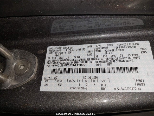 Ford Escape St-line Select 2024 1FMCU9NZ5RUA11090 Image 9