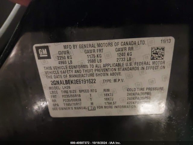 2GNALBEK0E6191622 Chevrolet EQUINOX 1LT