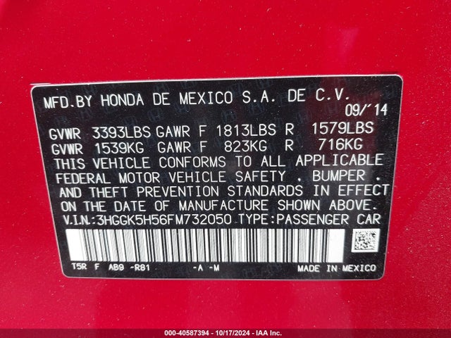 Honda FIT LX 2015 3HGGK5H56FM732050 Image 9