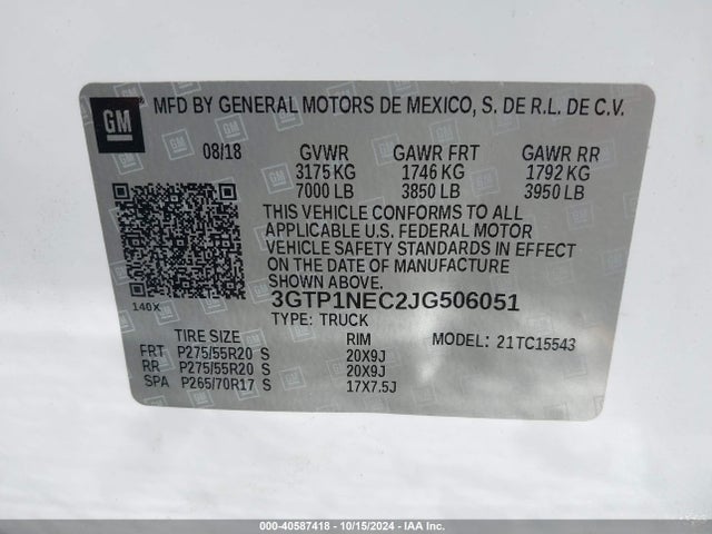 GMC Sierra 1500 Slt 2018 3GTP1NEC2JG506051 Image 9
