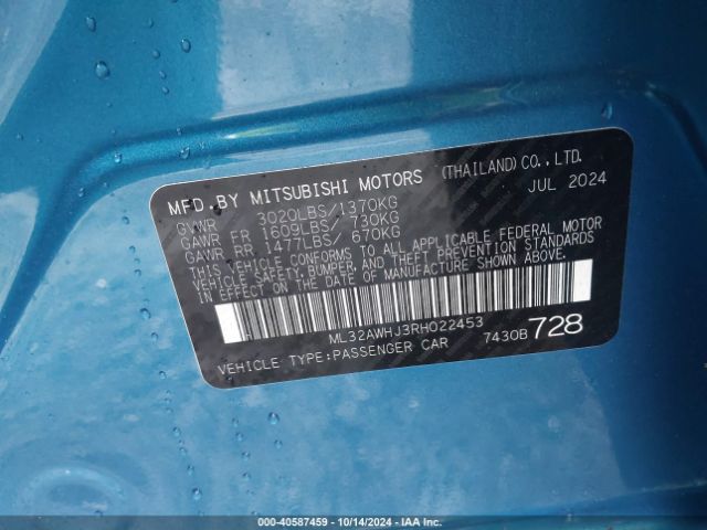2024 MITSUBISHI MIRAGE ML32AWHJ3RH022453 Photo 8