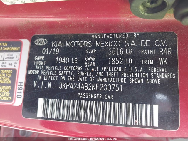 KIA RIO S 2019 3KPA24AB2KE200751 Image 9