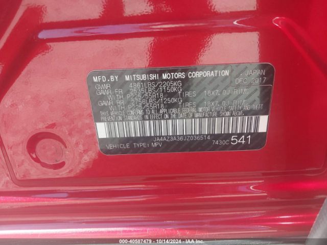 JA4AZ3A36JZ036514 Mitsubishi Outlander Se